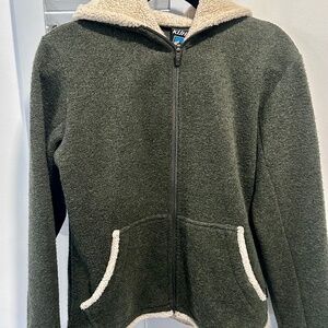 KÜHL Full-Zip Fleece Hoodie Women's Seafog Green Sherpa Hood Size M NWT
